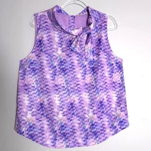 Soft Surroundings Adrie Top Purple Orchid Soft TieCollar Size Large